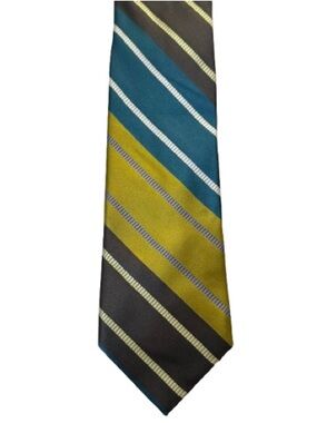 Ted Baker London Green Blue Stripe 100% Silk Tie Work Formal Business